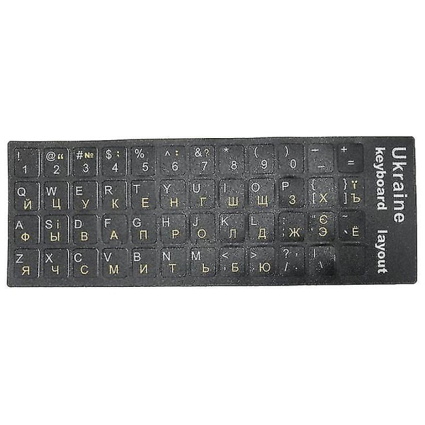 Ukraine Sprog Ukrainsk Keyboard Sticker Holdbart alfabet Sort-yuhao Yellow