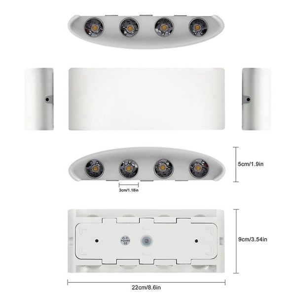 Utomhusvägglampor 8w Led Aluminium Upp Ned Ip65