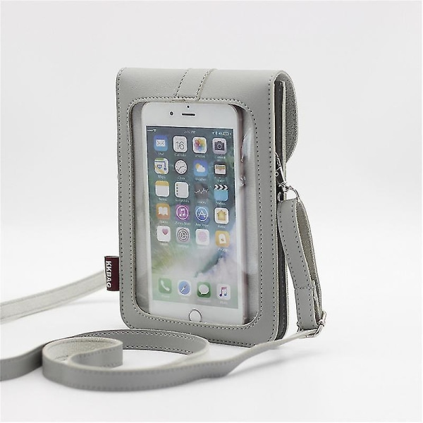 Mobilpung, Pu Crossbody-taske med berøringsskærmvindue, Multilayer Mobiltelefonkortpung