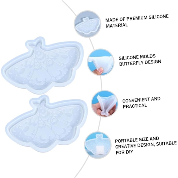 Fleksibel Silikone Sommerfugl Brikkeform 2 stk. Formede Brikkeforme til DIY Epoxy Projekter