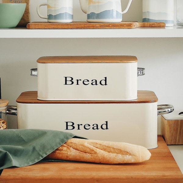 Kjøkkenjern Brødboks Bambusdeksel Oppbevaringsbokser Bake