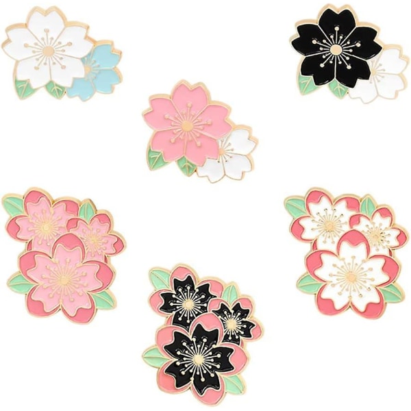 6 Pieces Sakura Brooch Pin Cute Enamel Lapel Pin Cartoon Brooch Pin Badge Clothes Bag Backpack Jacket Hat