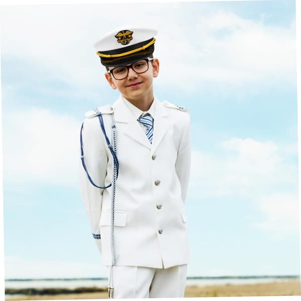 Gutter og jenter Marinehatt Kaptein Cosplay Hatt til fest Brodert design Hodeomkrets