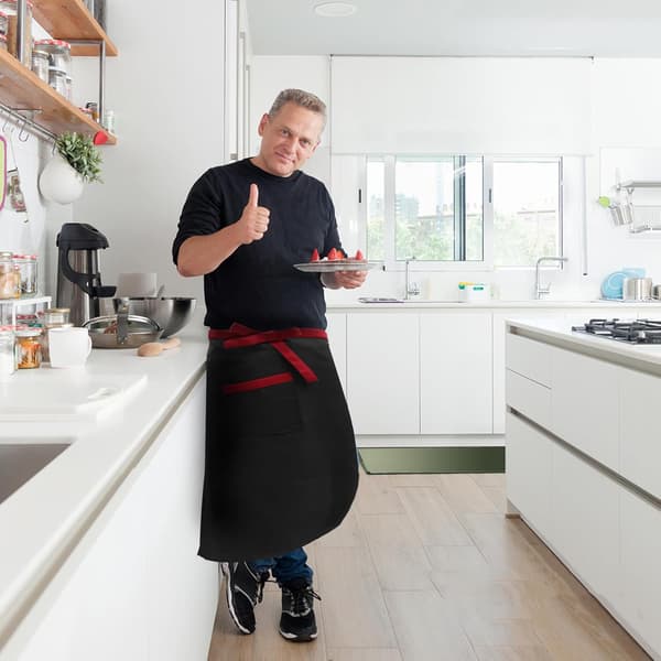 Servitørforkle Butikk Servitør Arbeidsforkle med Lomme Polyester Enkelt Design Lett å Vaske
