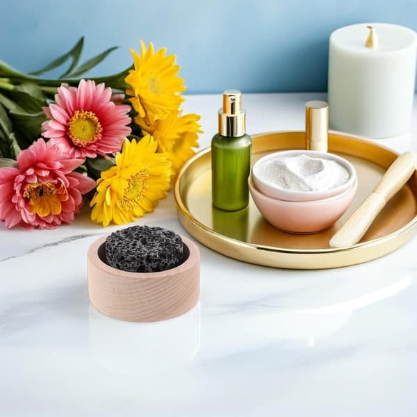 Vulkansk stein aromadiffuser med base av bøk, passiv diffuser av naturlig lavastein