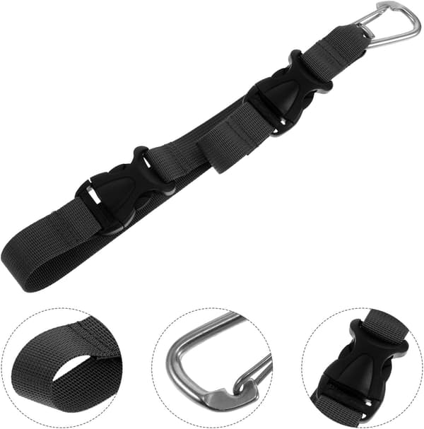 Dykkerfinneholder Sort Messingklips Snorrem med Quick-release til Dykkerudstyr