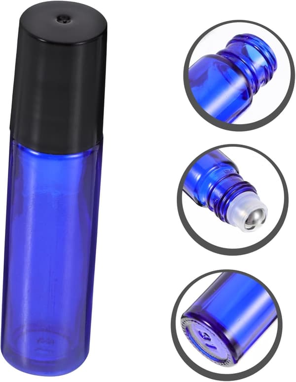 10 st 10 ml eteriska oljeflaskor i glas med blå kula i rostfritt stål