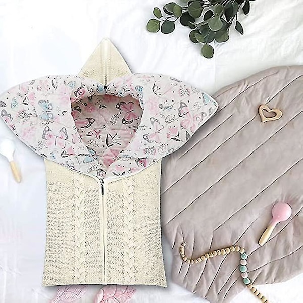 Nyfödd Baby Swaddle Stickad Vagn Wrap Varm Sovsäck