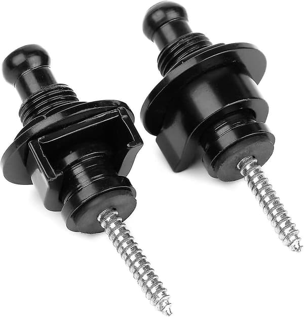 Remsäkert system för gitarrremmar med snabbkoppling - Strap Locks & Buttons Nickel (svart) 2 st