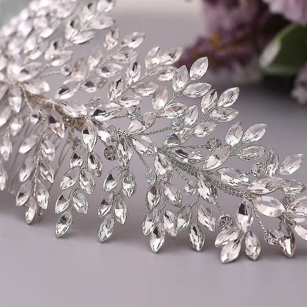 Sølv Bryllupshårkam Bryllupshovedbånd Rhinestone Hårtilbehør Til Bruden Og Brudepiger