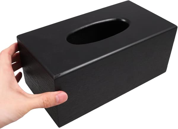 Træservietboks Servietholder Sort Rektangulær 23x12x10cm