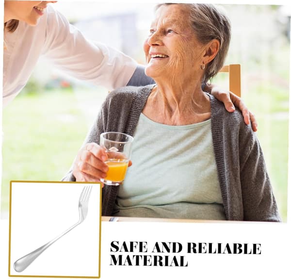 2 stk lette ergonomiske gafler for gutter og jenter i rustfritt stål, vinklet spising