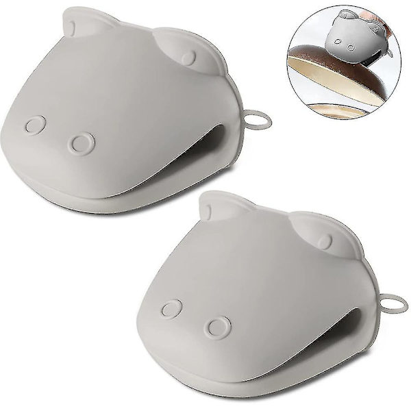Silikonugnsvantar, Tjocka Ugnsvantar i Silikon, 2-pack - Grå