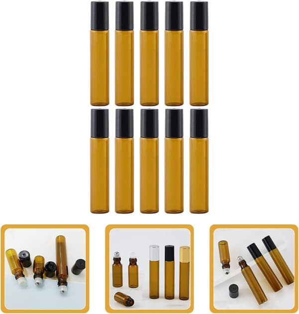 10 st Rollerball-flaskor för eteriska oljor Glasparfymflaskor påfyllningsbara Roller Balls