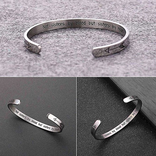 Inspirerande armband för kvinnor \"Inte systrar genom blod men systrar genom hjärta\"