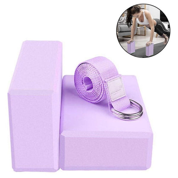 Kork Yoga Block 2-pakks Eva Skum Yoga Block Sett Med 2 Yoga Block Med Stropp, Yoga Steiner Med Stropp, Yoga Block Yoga Stein Yoga Kube Strekkblokker Stre