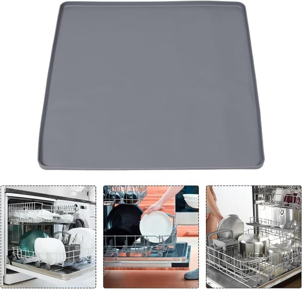 Silikon Diskmaskins Droppbricka 60x60cm Grå Vattentät Anti-Läckage Diskställsbricka