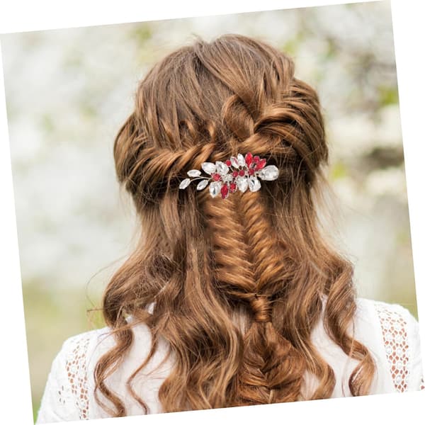 Krystal Rød Rhinestone Brudehårkam til Brudepiger Sikker Sidekam Updo Tilbehør