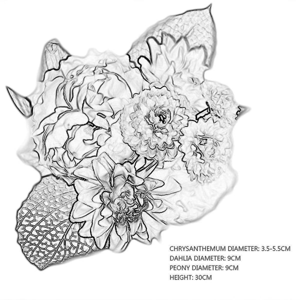 8-huvudskonstgjorda blommor Dahlia Pion Bröllopsbukett