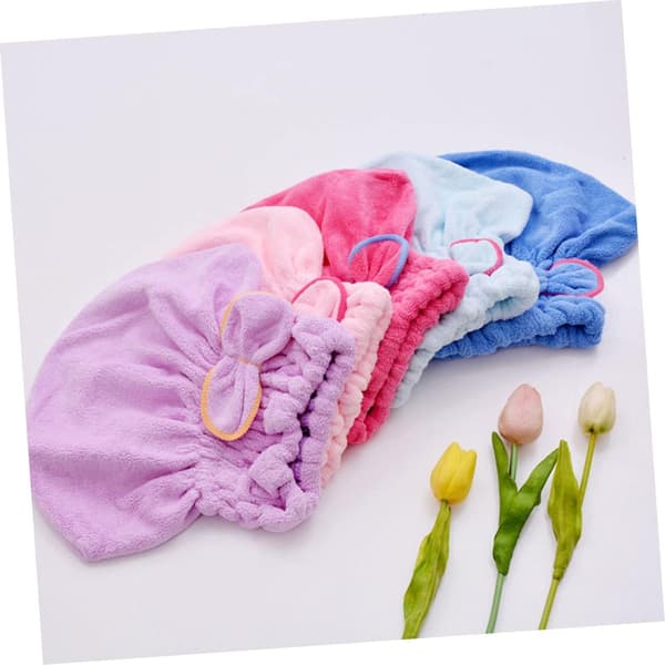 Mikrofiber Hårtørringshætte Sløjfe, Lilla Elastisk Hurtigtørrende Hårturban til Kvinder og Piger