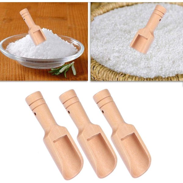 12 st Mini Träskedar, Mini Bambu Skedar för Badsalt, Tesked, Tvålpulver Sked, Trä Godis Sked (2,3 * 7,6 cm)