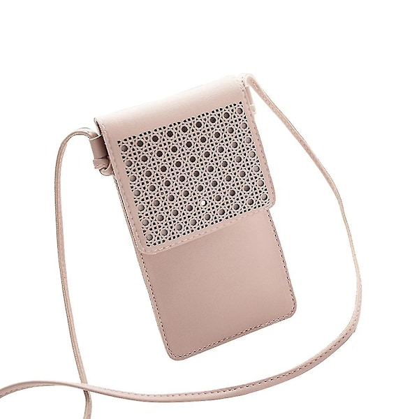 Flickors Dubbelsidig PU-Läder Väska Mini Hål Väska Telefonväska (rosa)
