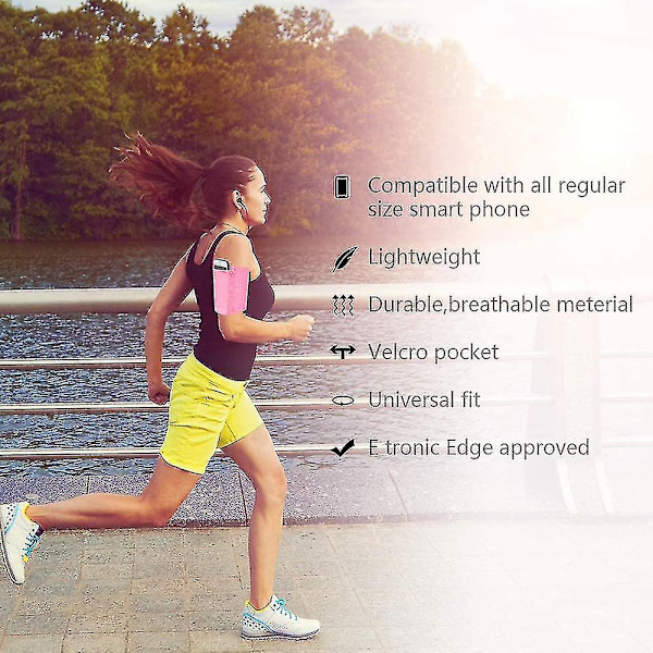 Sports Stretch Mobiltelefon Armbånd Veske, 1 stk rosa