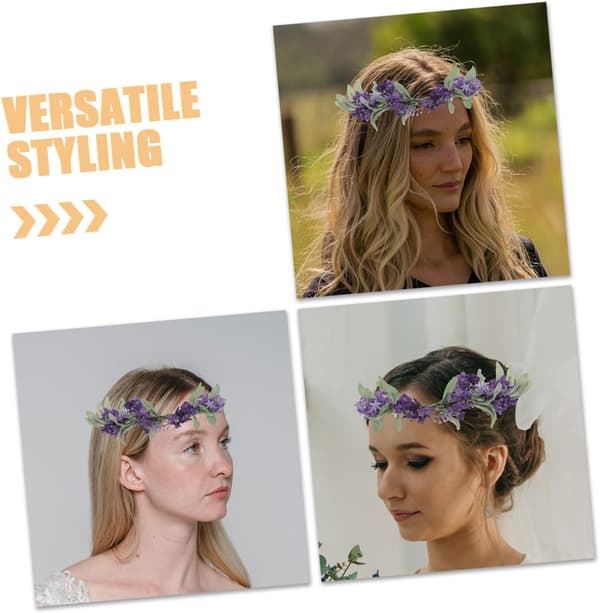 2 stk lilla lavendel blomsterkrone pannebånd med elegant design