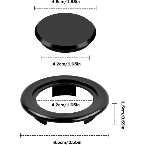 Bordparaply plasthullring, bordhullhetter, terrassebordkranbeskytter, for hageparasoll (svart 42 mm)