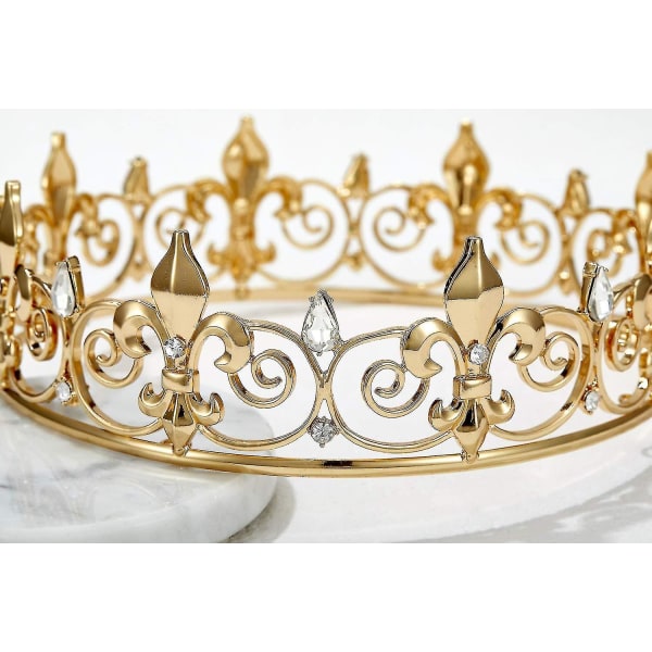 Royal King Crown For Mænd - Metal Prins Kroner Og Tiaraer, Helrunde Fødselsdagsfest Hatte