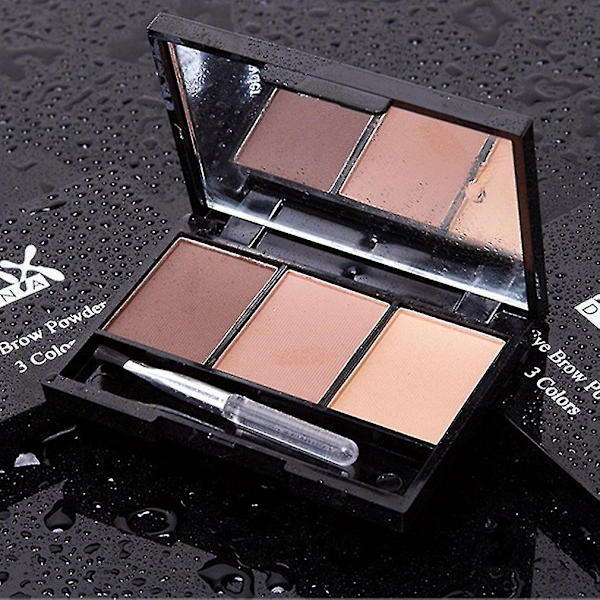 3 Farvede Mineral Øjenbryn Kagepulver Palette med Pensel