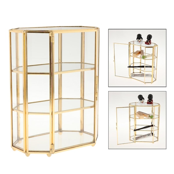 3-lags Smykkeboks Glas Makeup Organizer Smykkeboks Multifunktionel Display Case Til Kommode