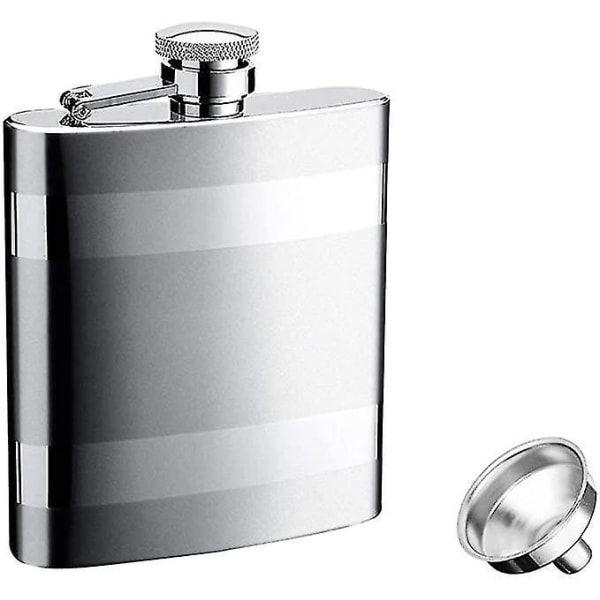 8oz Hip Flask i Rustfritt Stål med To Polerte Linjer og Trakt