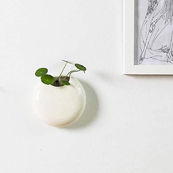 Set med 2 Mini Väggmonterade Keramiska Blomkrukor Vit / Svart