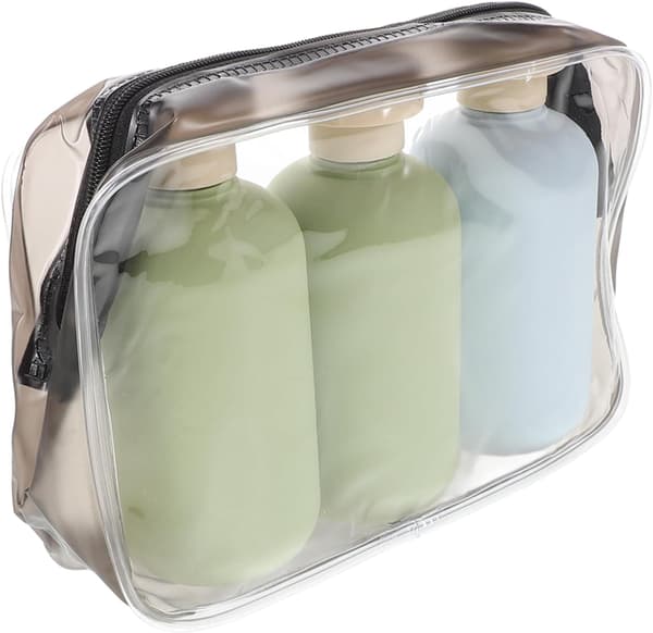 3 stk. bærbare reiseflasker for toalettsaker, 200 ml påfyllbare silikonklembeholdere