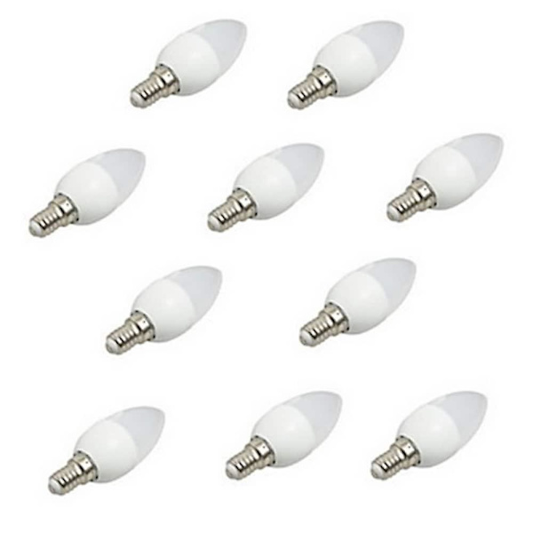 10 stk E14 3W LED Lyspære Stearinlys Lyskrone