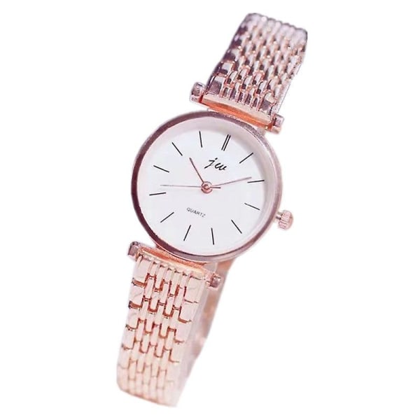 Moteinspirert Klassisk Kvinneklokke Kvinners Avslappet Elektronisk Kvarts Stålreim Studentklokke Gold strap white plate