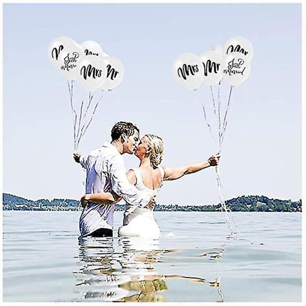 30 stk. Mr Mrs Nygift Hvide Runde Ballon