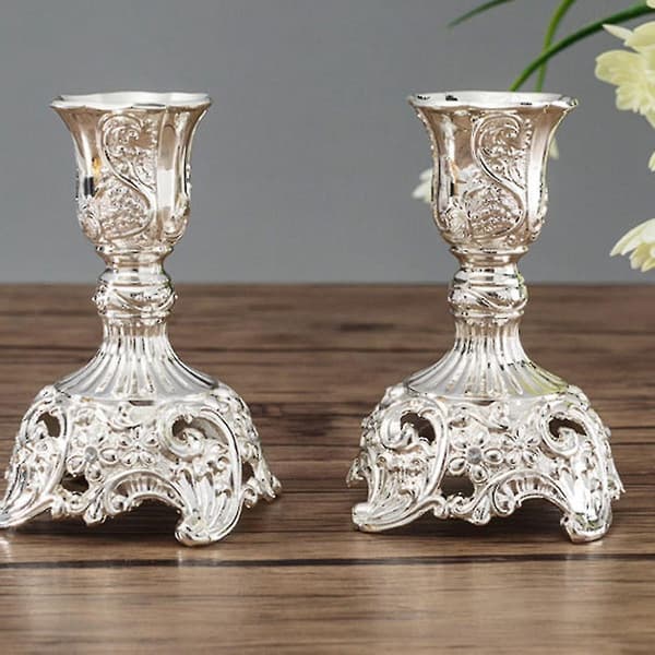 2-pack Metalliska Ljusstakar Bröllopsljusstakar Heminredning Silver L
