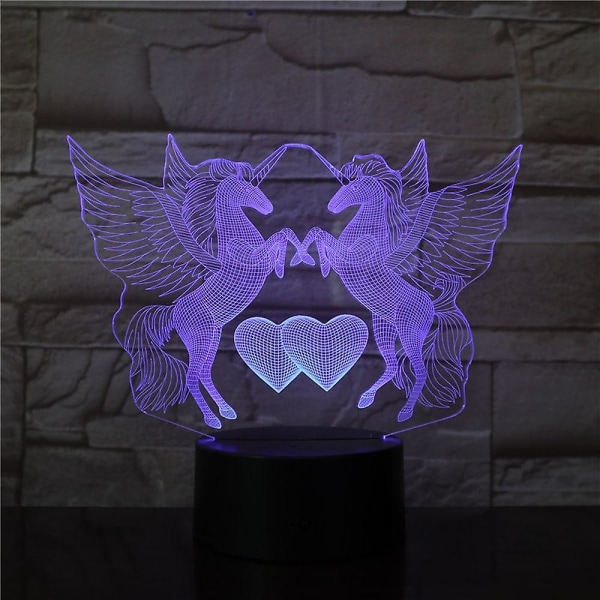 3D Unicorn Nightlight Yövalolamppu Lasten luova