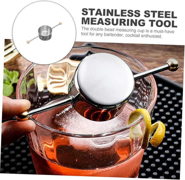 Cocktail Double Jigger Handtag Rostfritt Stål Dubbel Pärla Mätkopp Bartender Mätverktyg