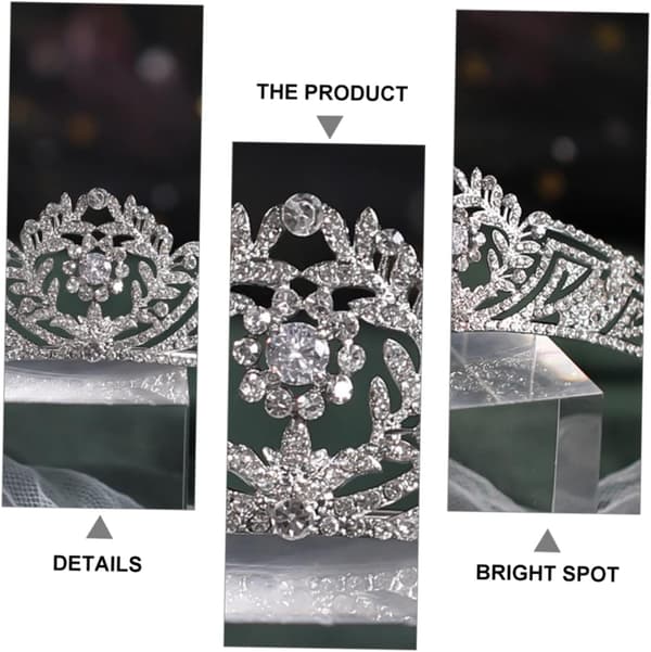 Rhinestone krone elegant tiara dekor bryllup brud hodeplagg sølv rhinestones elegant krone hodeplagg
