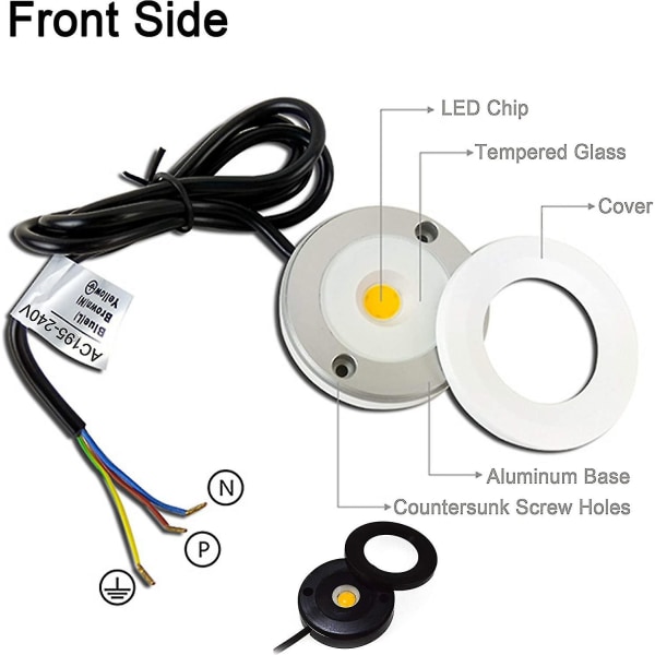 LED-armatur för skåp, badrum och veranda, 3W COB dimbar IP65 vattentät, ytmonterad aluminiumtakspot för display, hall, garderob