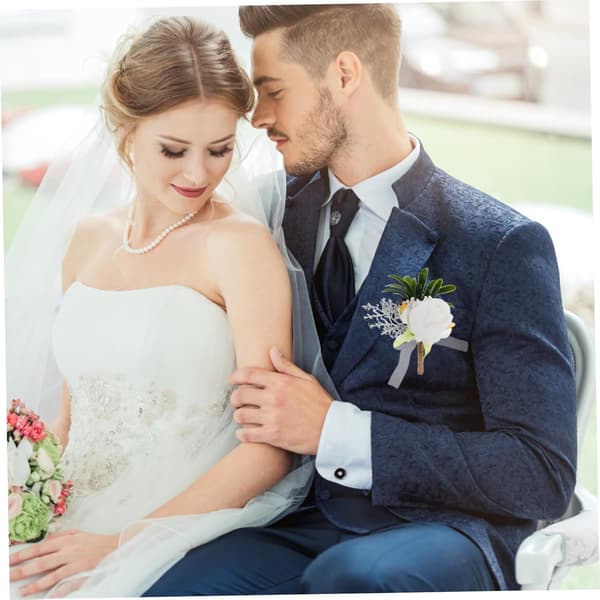 Simuleret Blomster Boutonniere til Bryllup Elegant Kunstig Nål