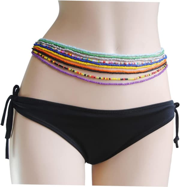10 stk. midjekjede for kvinner, kroppskjede, strandmidjeperler, elastisk strekkbelte