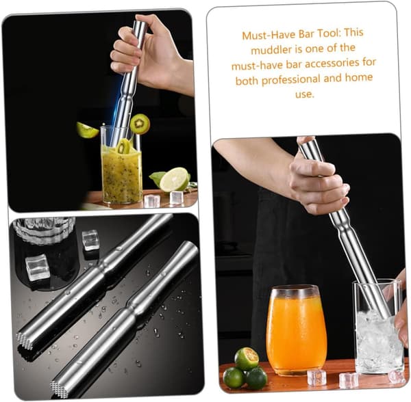 Cocktailmuddler i rustfritt stål Ismuddler Drikkerørepinne Bartilbehør Hjemmebruk Klassisk design