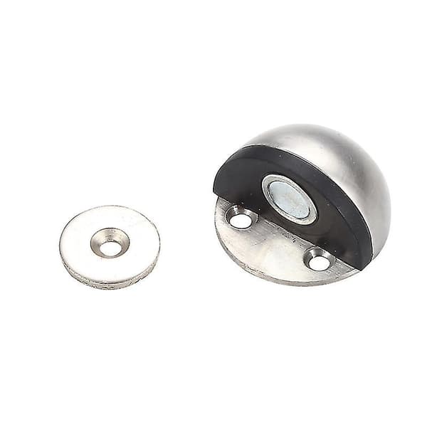 Sæt af 4 Dome Børstet Satin Nikkel Rustfrit Stål Magnetiske Dørstop Sort