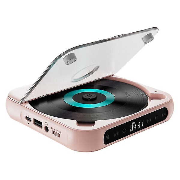 CD-afspiller A-b Gentag Bluetooth-kompatibel CD-afspiller Hukommelsesfunktion Til Hjem Bil Pink