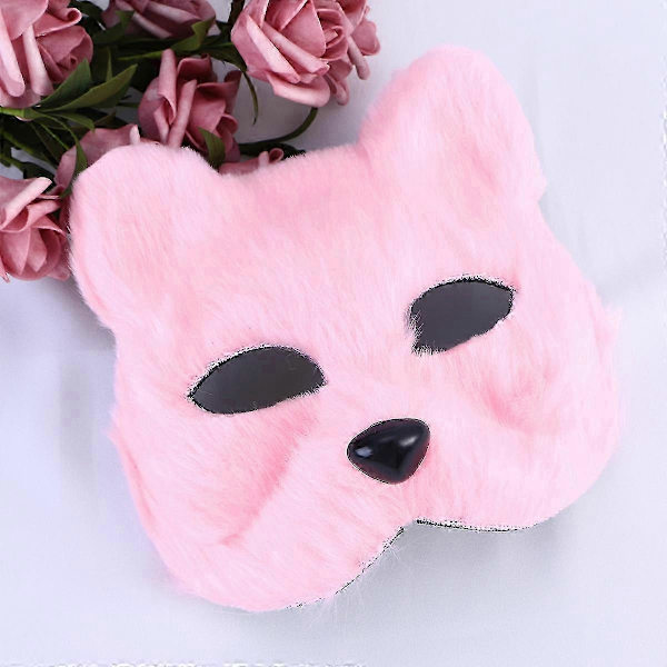 Halvmask för Maskerad, Djurmask, Cosplay Kostymtillbehör för Halloween Karneval Maskerad (Rosa)
