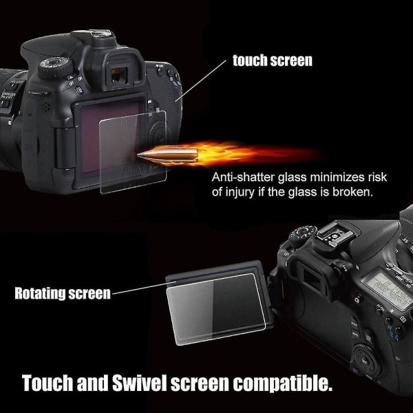 0,4 mm LCD-skärm 8H-glas för Canon 80D-kamera